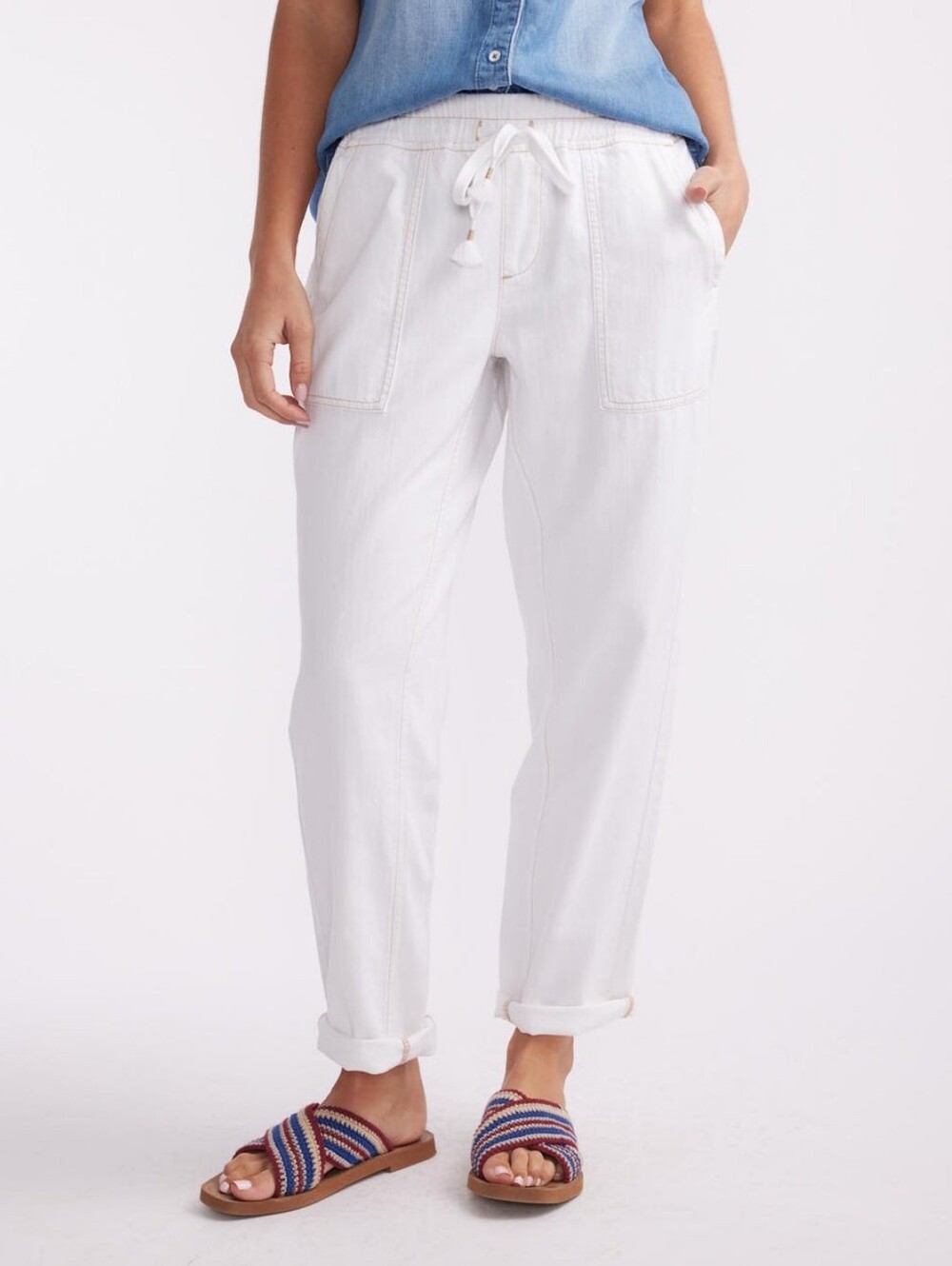 Tommy Hilfiger. Linen Wide-Leg Cuffed Pants. Size Medium.